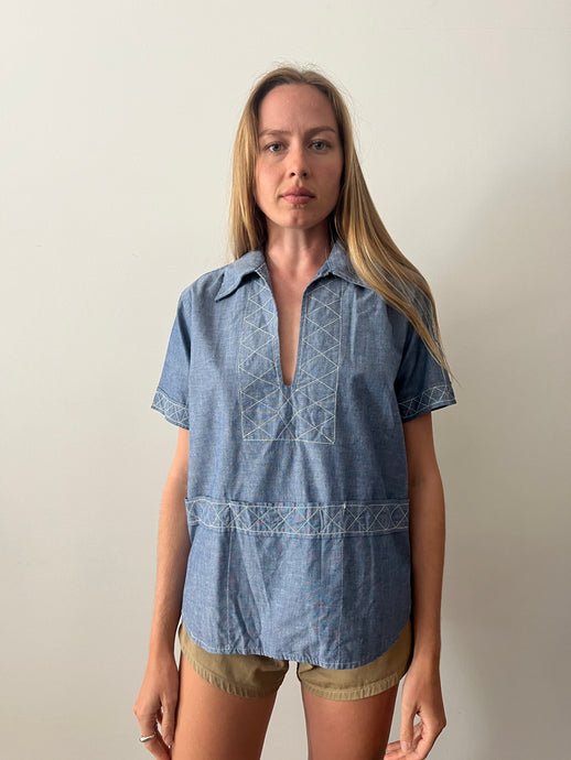 60s Haitian Chambray Pullover Shirt