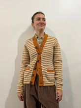50s Orange Checkered Pilgrim Wool Cardigan