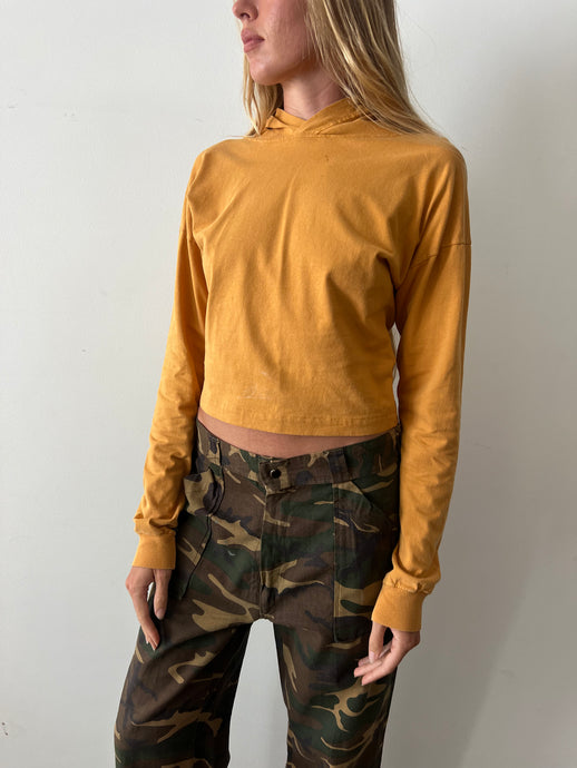 Mustard Cropped Hoodie Tee