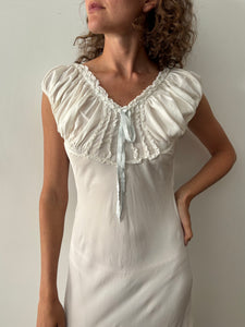 30s Full Length White Slip Dress