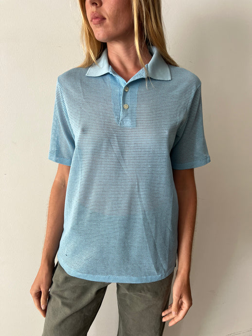 60s Blue Mesh Polo Shirt