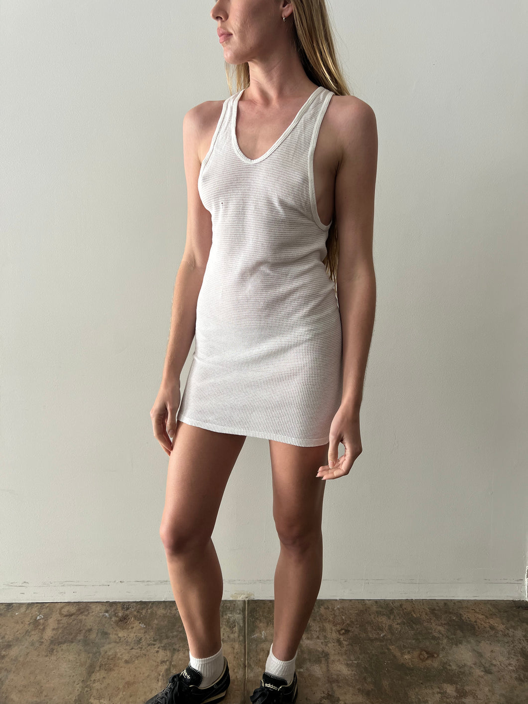 Long Thin White Mesh Tank Dress Long Thin White Mesh Tank Dress