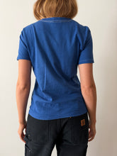 Blue Single Stitch V Neck Tee