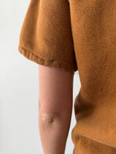 60s Brown Mock Neck Short Sleeve Sweatshirt