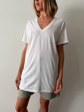 Hanes Long White V Neck Tee