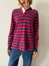 Bloomingdales Faded Navy and Red Striped Rugby