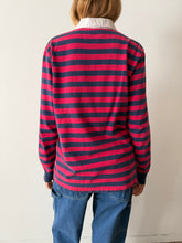 Bloomingdales Faded Navy and Red Striped Rugby