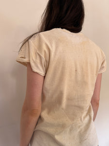 Antique Japanese Ribbed White Cotton Tee