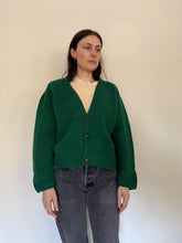 50s Homemade Cropped Green Cardigan Sweater