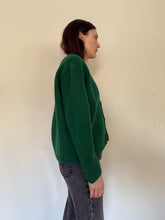 50s Homemade Cropped Green Cardigan Sweater