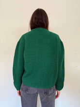 50s Homemade Cropped Green Cardigan Sweater