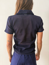 60s French Navy Mesh Polo