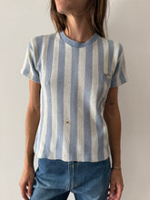 30s Blue Striped Cotton Knit Tee