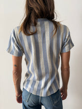 30s Blue Striped Cotton Knit Tee