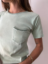 50s/60s Ribbed Cotton Mint Pocket Tee