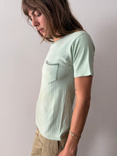 50s/60s Ribbed Cotton Mint Pocket Tee