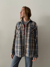 70s Blue & Tan Cotton Flannel Work Shirt