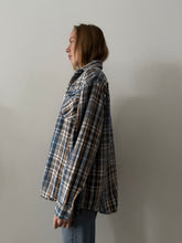 70s Blue & Tan Cotton Flannel Work Shirt