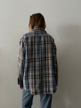 70s Blue & Tan Cotton Flannel Work Shirt