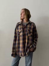 Oversized 60s/70s Tan Cotton Flannel Work Shirt