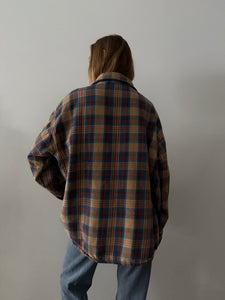 Oversized 60s/70s Tan Cotton Flannel Work Shirt