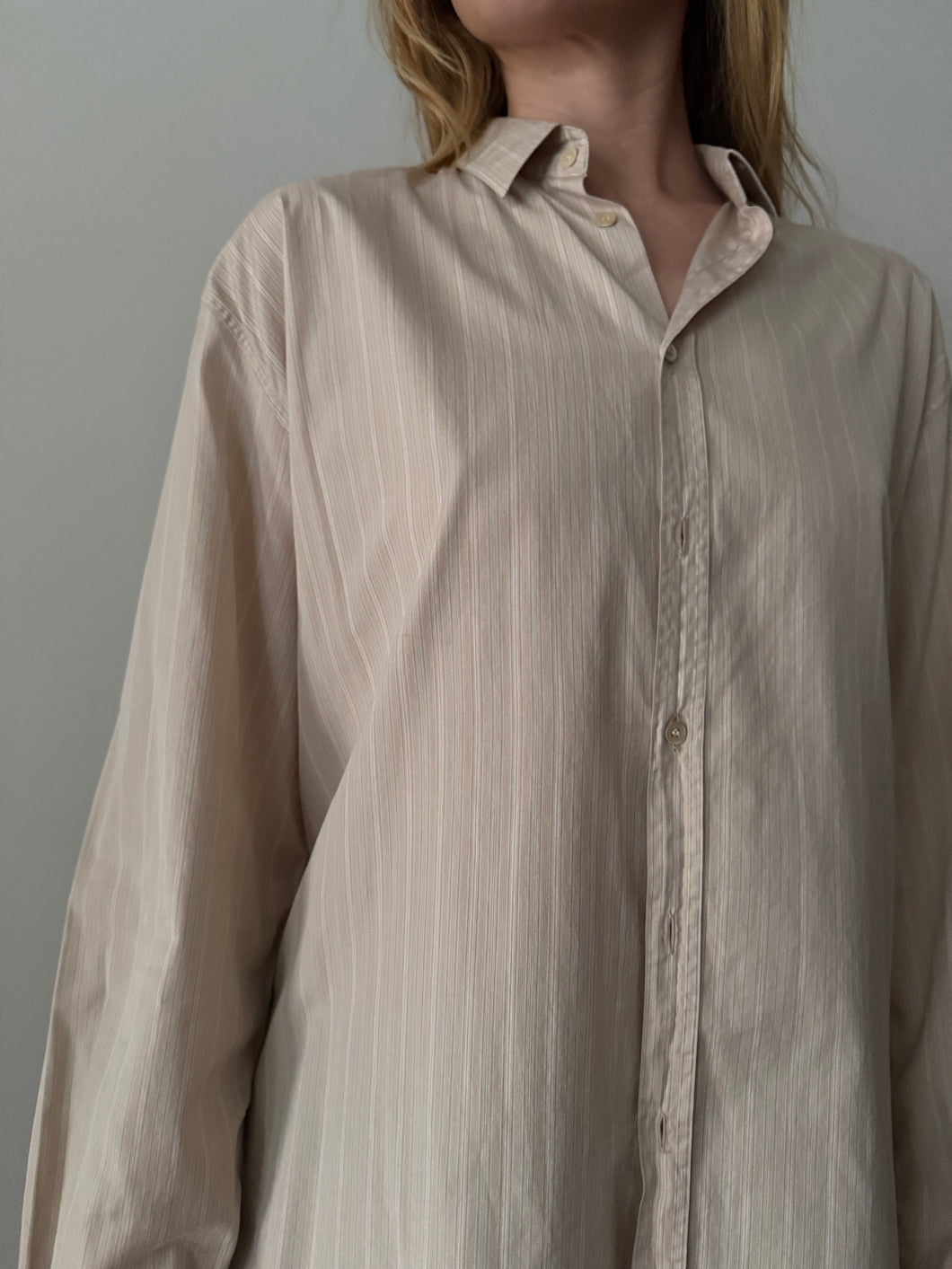 80s Armani Subtle Stripe Mens Dress Shirt