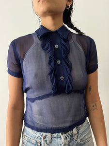 30s/40s Sheer Navy Blouse