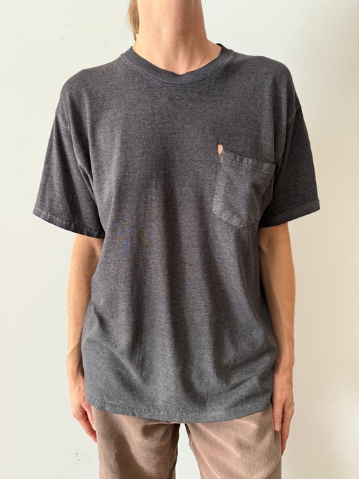 Thrashed & Faded Black Pocket tee