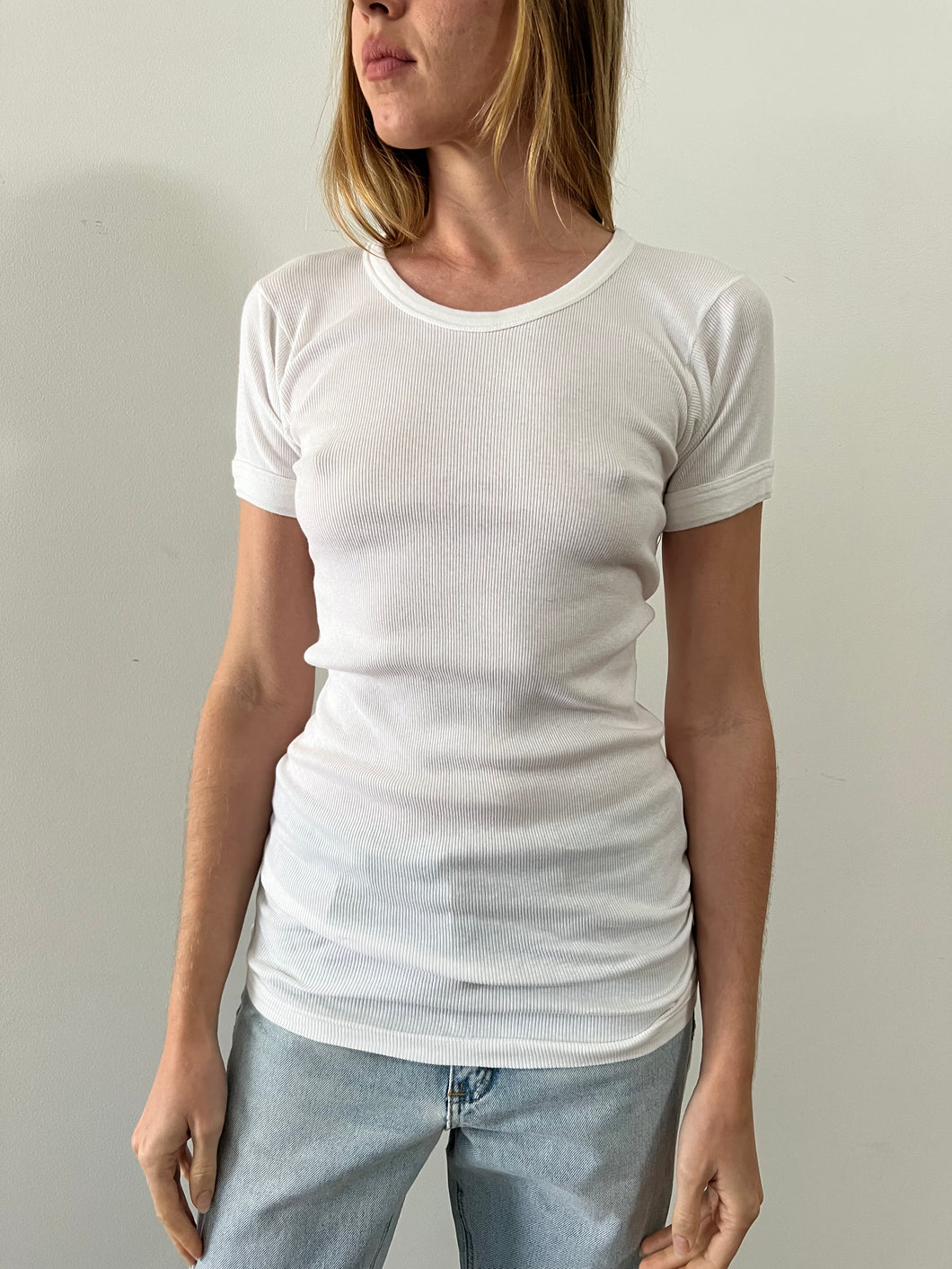 White Ribbed Tee