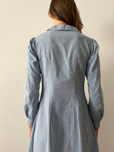 1930s French Chambray Work Dress