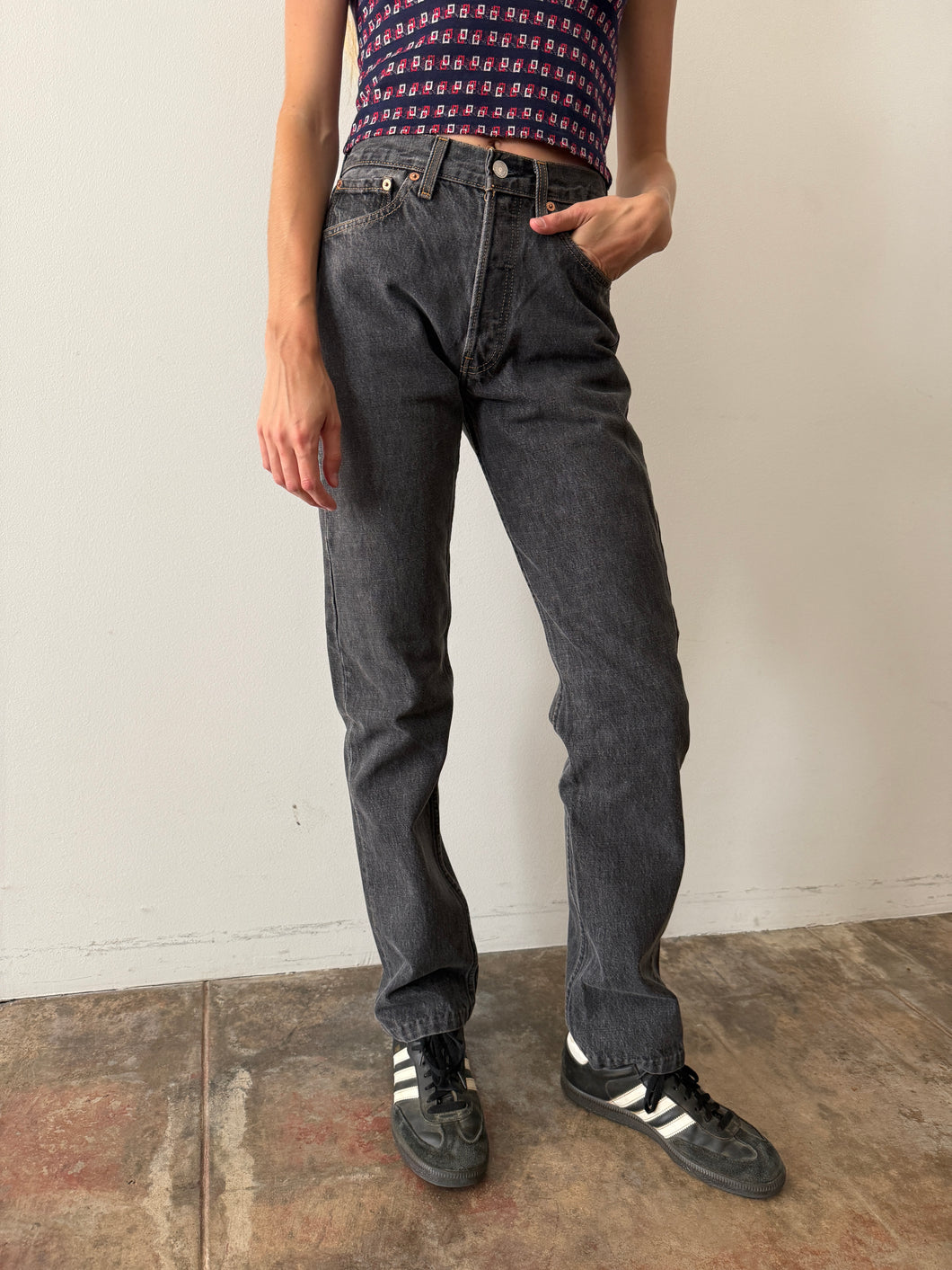 USA Levis 501 Faded Black Jeans 27w