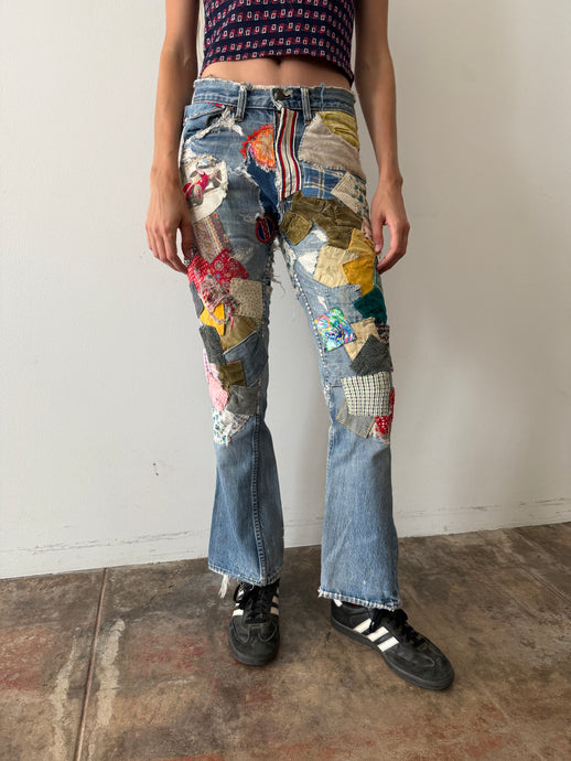 60s/70s Quilted Patchwork Levis Bells 28w