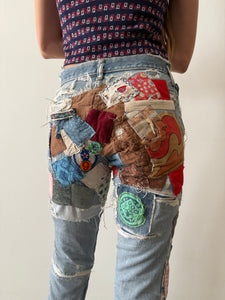 60s/70s Quilted Patchwork Levis Bells 28w