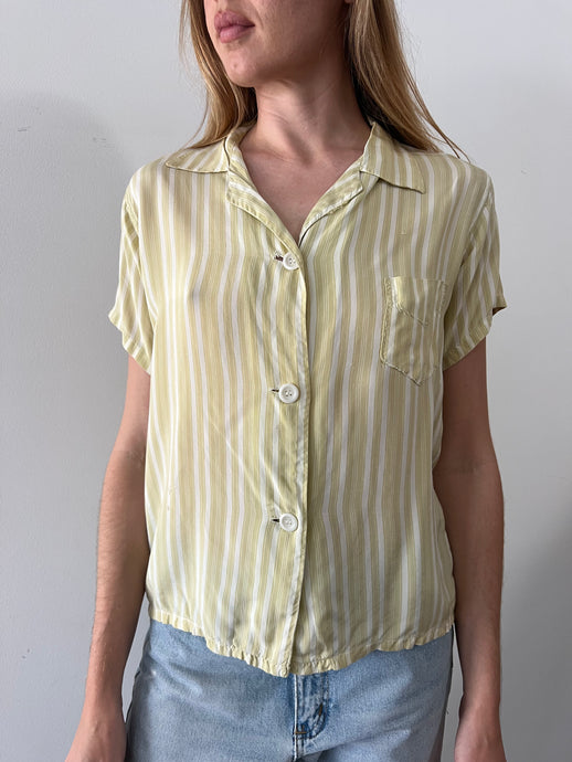 Light Olive Striped Rayon Shirt