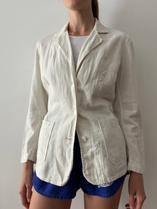 40s Cotton Twill White Work Jacket
