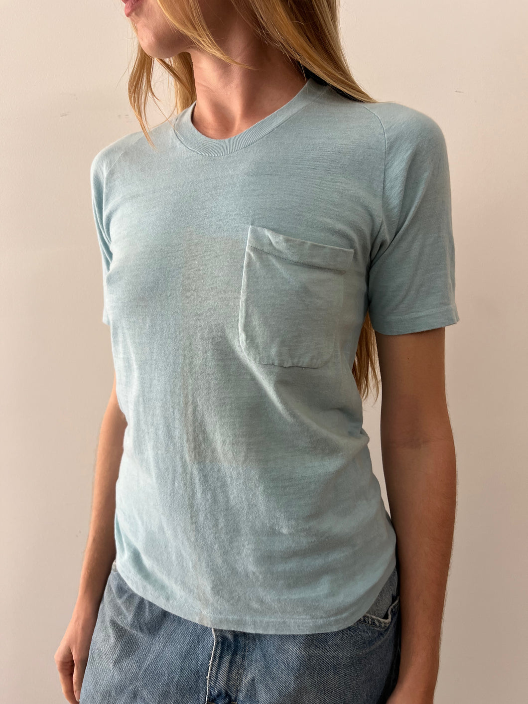 50s/60s Sky Blue Pocket Tee