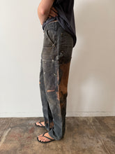 Faded Black Bleach Stained Double Knee Carhartts 32w