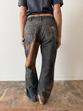 Faded Black Bleach Stained Double Knee Carhartts 32w