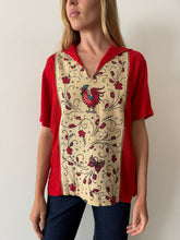 60s Linen Red Rooster Shirt