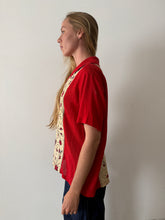 60s Linen Red Rooster Shirt