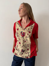 60s Linen Red Rooster Shirt