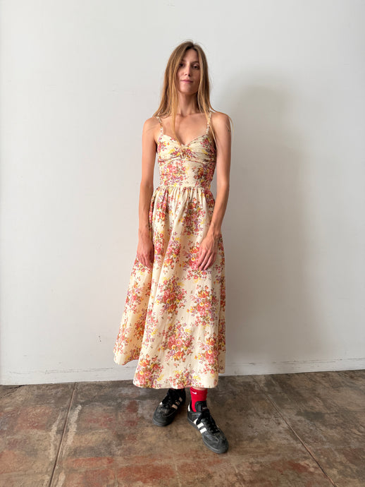 1930s Floral Taffeta Dress