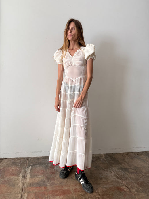 1930s Sheer White Gown