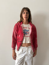 60s Faded Red Waffle Lined Zip Up Hoodie