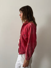 60s Faded Red Waffle Lined Zip Up Hoodie
