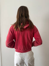 60s Faded Red Waffle Lined Zip Up Hoodie