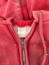 60s Faded Red Waffle Lined Zip Up Hoodie