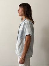 50s Pale Blue Square Striped Pocket Shirt