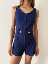 60s Belted Navy Romper