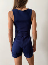 60s Belted Navy Romper